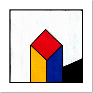 Mondrian Inspired Diamond Pillar Geometric Abstract Acrylic Painting Posters and Art